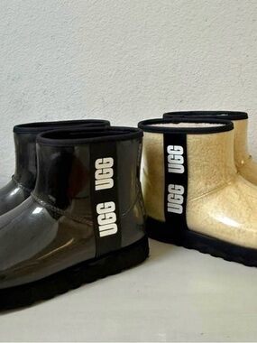 UGG Boot Pair in Black and Cream